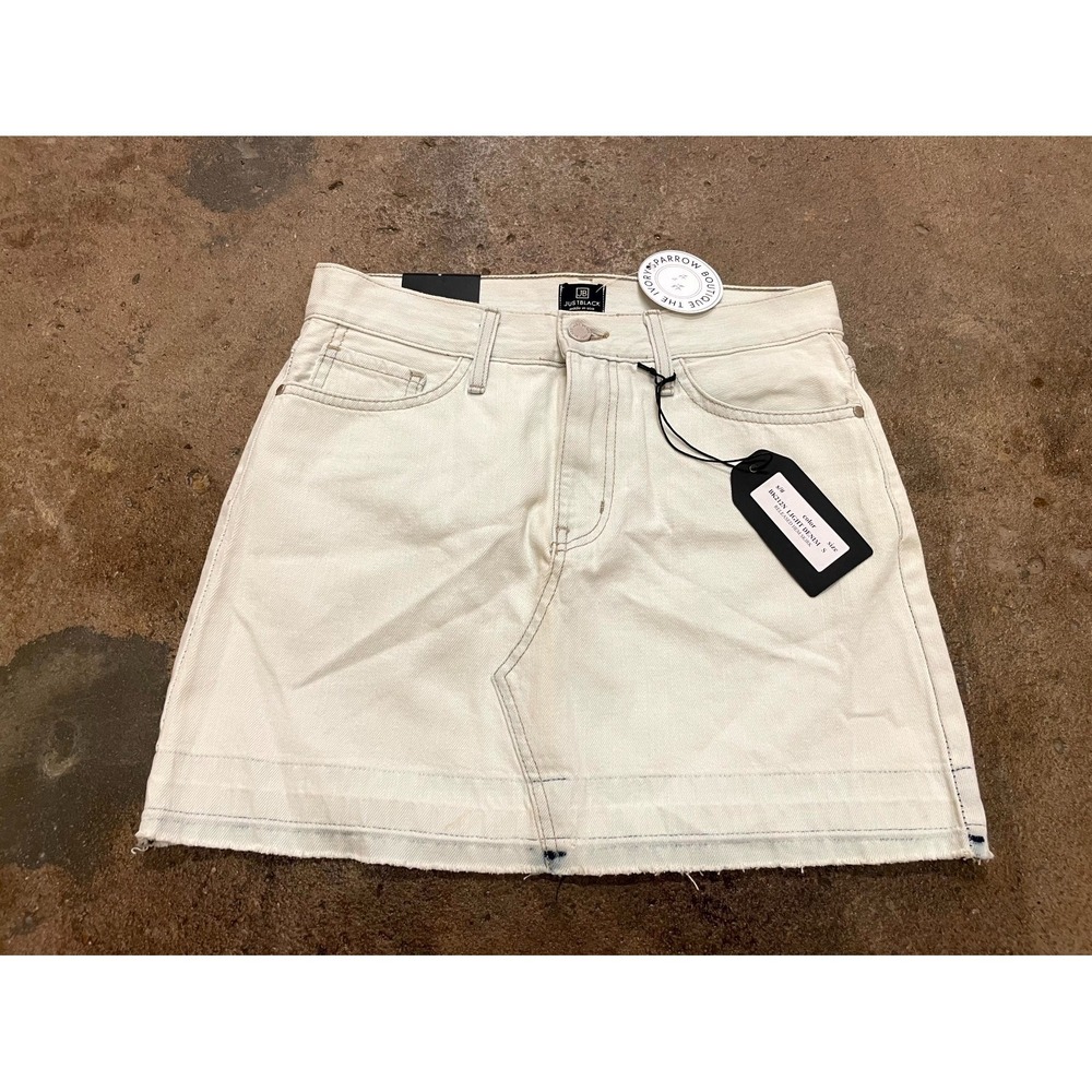 Just Black Mini Skirt Womens Small Beige Denim A-Line Released Hem Light Wash